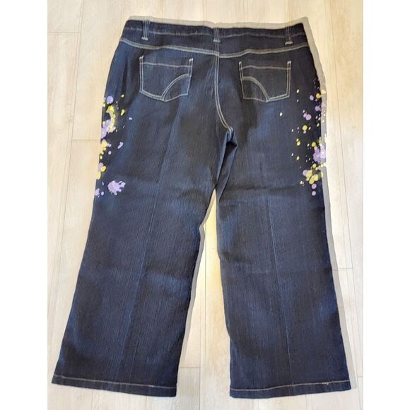 Jamie Nicole 20 Blue Jeans Dark Wash Paint & Patch‎ Boot Cut Pockets NEW - Picture 3 of 11